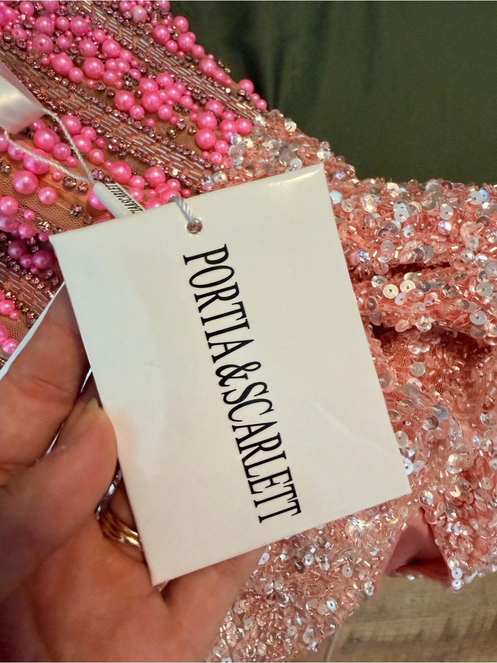 Portia & Scarlett PS26432C Pink Beaded Corset Gown Size 4 NWT $899 - Picture 3 of 16